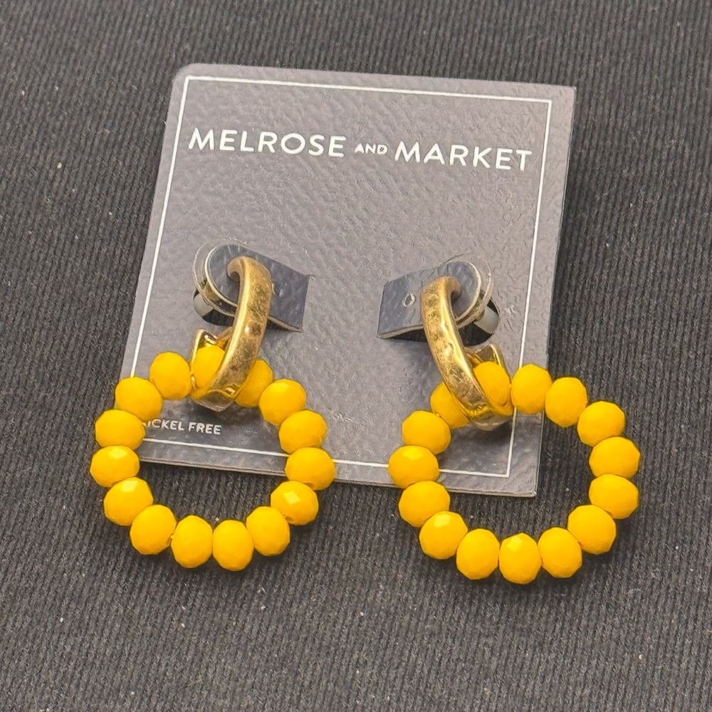Melrose and Market Gold Yellow Post Hoop Earrings 1.75inch
